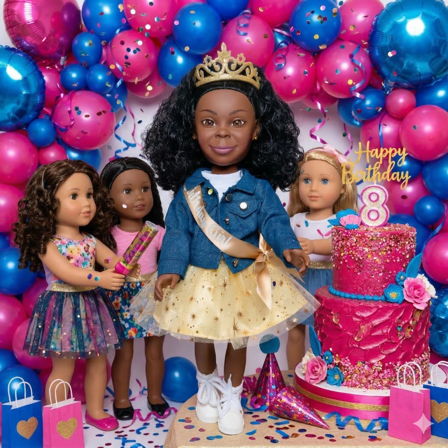 The Kenley Doll – Birthday Princess | 18-Inch Black Fashion Doll for Girls