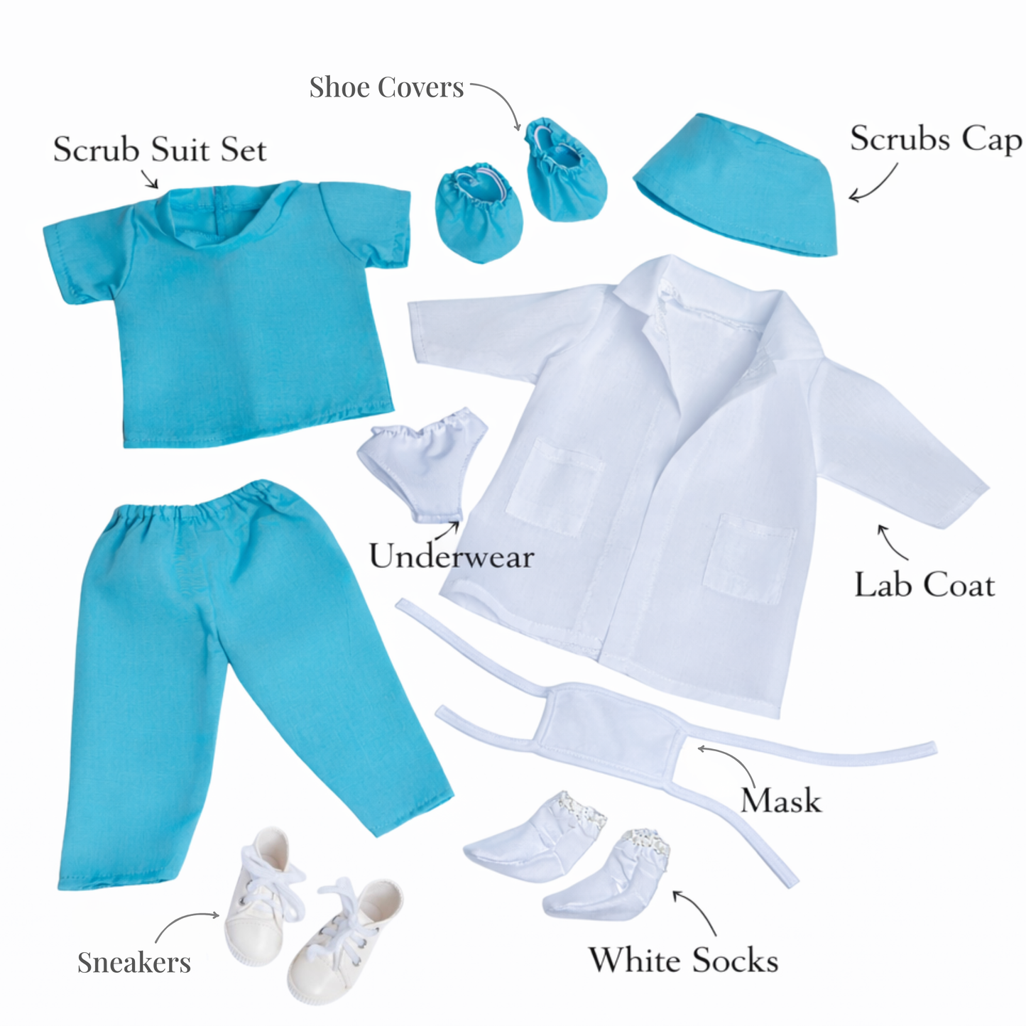 The Kenley Doll – Future Doctor Accessories Set (Blue Scrubs)